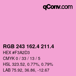 カラーコード: RGB 243 162.4 211.4 | qconv.com