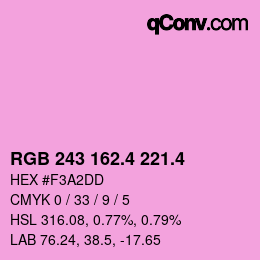 カラーコード: RGB 243 162.4 221.4 | qconv.com