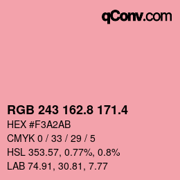 カラーコード: RGB 243 162.8 171.4 | qconv.com