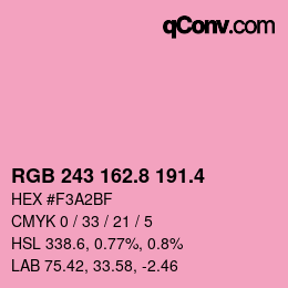 カラーコード: RGB 243 162.8 191.4 | qconv.com