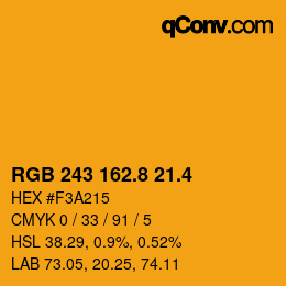 カラーコード: RGB 243 162.8 21.4 | qconv.com