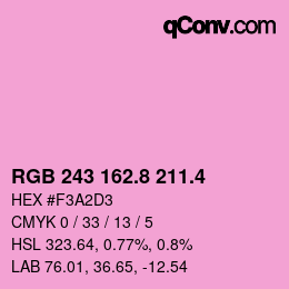カラーコード: RGB 243 162.8 211.4 | qconv.com