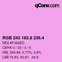 カラーコード: RGB 243 162.8 236.4 | qconv.com