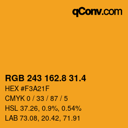 カラーコード: RGB 243 162.8 31.4 | qconv.com