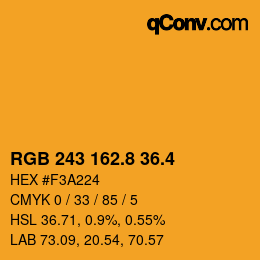 カラーコード: RGB 243 162.8 36.4 | qconv.com