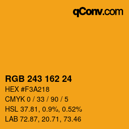 カラーコード: RGB 243 162 24 | qconv.com