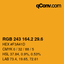 カラーコード: RGB 243 164.2 29.6 | qconv.com