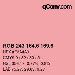 カラーコード: RGB 243 164.6 169.6 | qconv.com