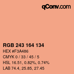 Color code: RGB 243 164 134 | qconv.com