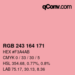 Color code: RGB 243 164 171 | qconv.com