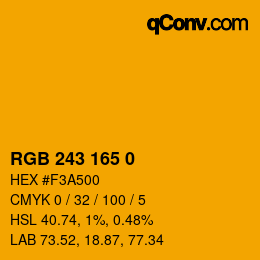 Color code: RGB 243 165 0 | qconv.com