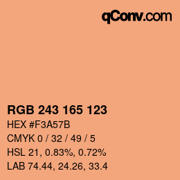 Color code: RGB 243 165 123 | qconv.com