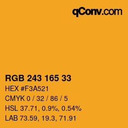 Color code: RGB 243 165 33 | qconv.com