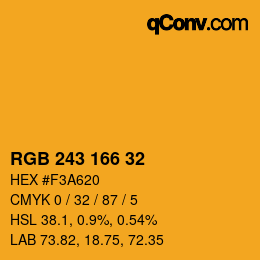 Color code: RGB 243 166 32 | qconv.com