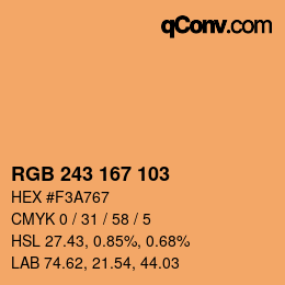 Color code: RGB 243 167 103 | qconv.com