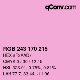 Color code: RGB 243 170 215 | qconv.com