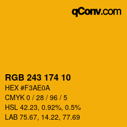 Color code: RGB 243 174 10 | qconv.com