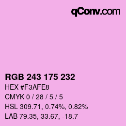 Color code: RGB 243 175 232 | qconv.com