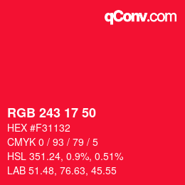 Color code: RGB 243 17 50 | qconv.com