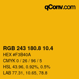 カラーコード: RGB 243 180.8 10.4 | qconv.com