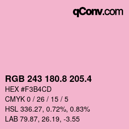 カラーコード: RGB 243 180.8 205.4 | qconv.com