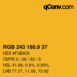 Color code: RGB 243 180.8 37 | qconv.com