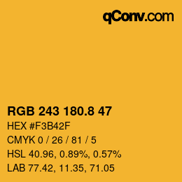 Color code: RGB 243 180.8 47 | qconv.com