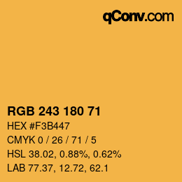 Color code: RGB 243 180 71 | qconv.com