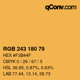 Color code: RGB 243 180 79 | qconv.com