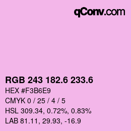 カラーコード: RGB 243 182.6 233.6 | qconv.com