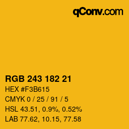 Color code: RGB 243 182 21 | qconv.com