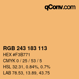 Color code: RGB 243 183 113 | qconv.com