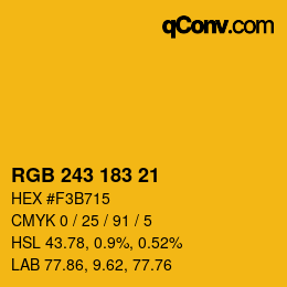 Color code: RGB 243 183 21 | qconv.com