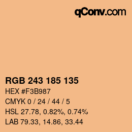 Color code: RGB 243 185 135 | qconv.com