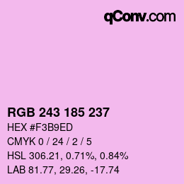 Color code: RGB 243 185 237 | qconv.com