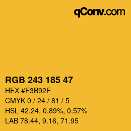 Color code: RGB 243 185 47 | qconv.com