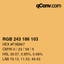 Color code: RGB 243 186 103 | qconv.com