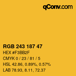 Color code: RGB 243 187 47 | qconv.com