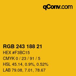 Color code: RGB 243 188 21 | qconv.com