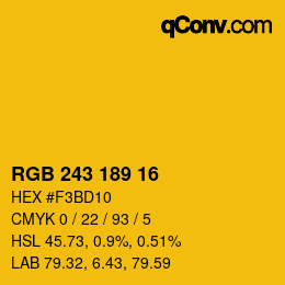 Color code: RGB 243 189 16 | qconv.com