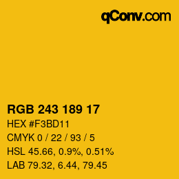Color code: RGB 243 189 17 | qconv.com