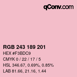 Color code: RGB 243 189 201 | qconv.com