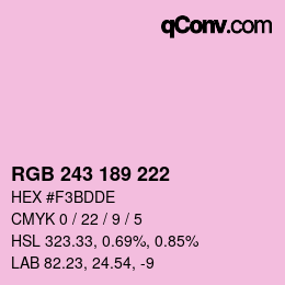 カラーコード: RGB 243 189 222 | qconv.com