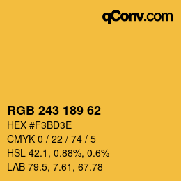 Color code: RGB 243 189 62 | qconv.com