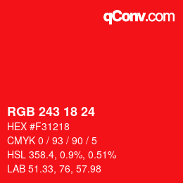 Color code: RGB 243 18 24 | qconv.com