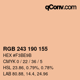 Color code: RGB 243 190 155 | qconv.com