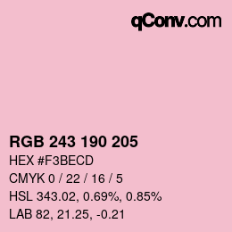 Color code: RGB 243 190 205 | qconv.com