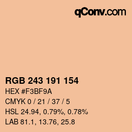 Color code: RGB 243 191 154 | qconv.com