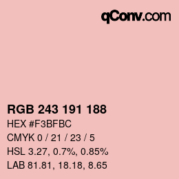 Color code: RGB 243 191 188 | qconv.com