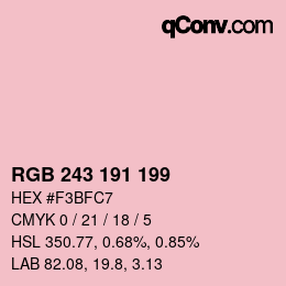 Color code: RGB 243 191 199 | qconv.com